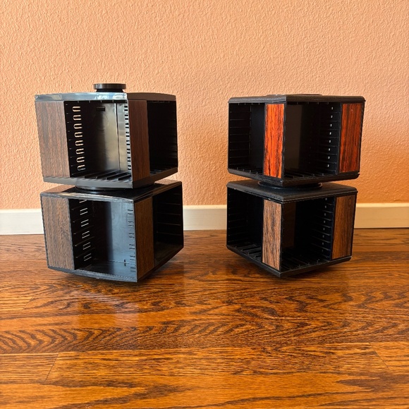 4 Vintage Vintage Cassette Tape Storage Cases Swivel Base Stackable